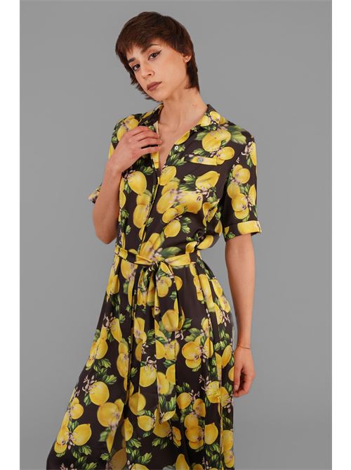Abito chemisier in raso Il The' Delle 5 | RIRI 56STLEMON BLACK